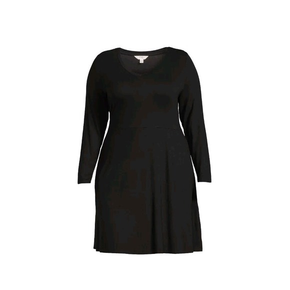Terra & Sky‎ Women's Plus Size 2X Black Long Sleeve Swing Dress New With Tag - B - Picture 1 of 8